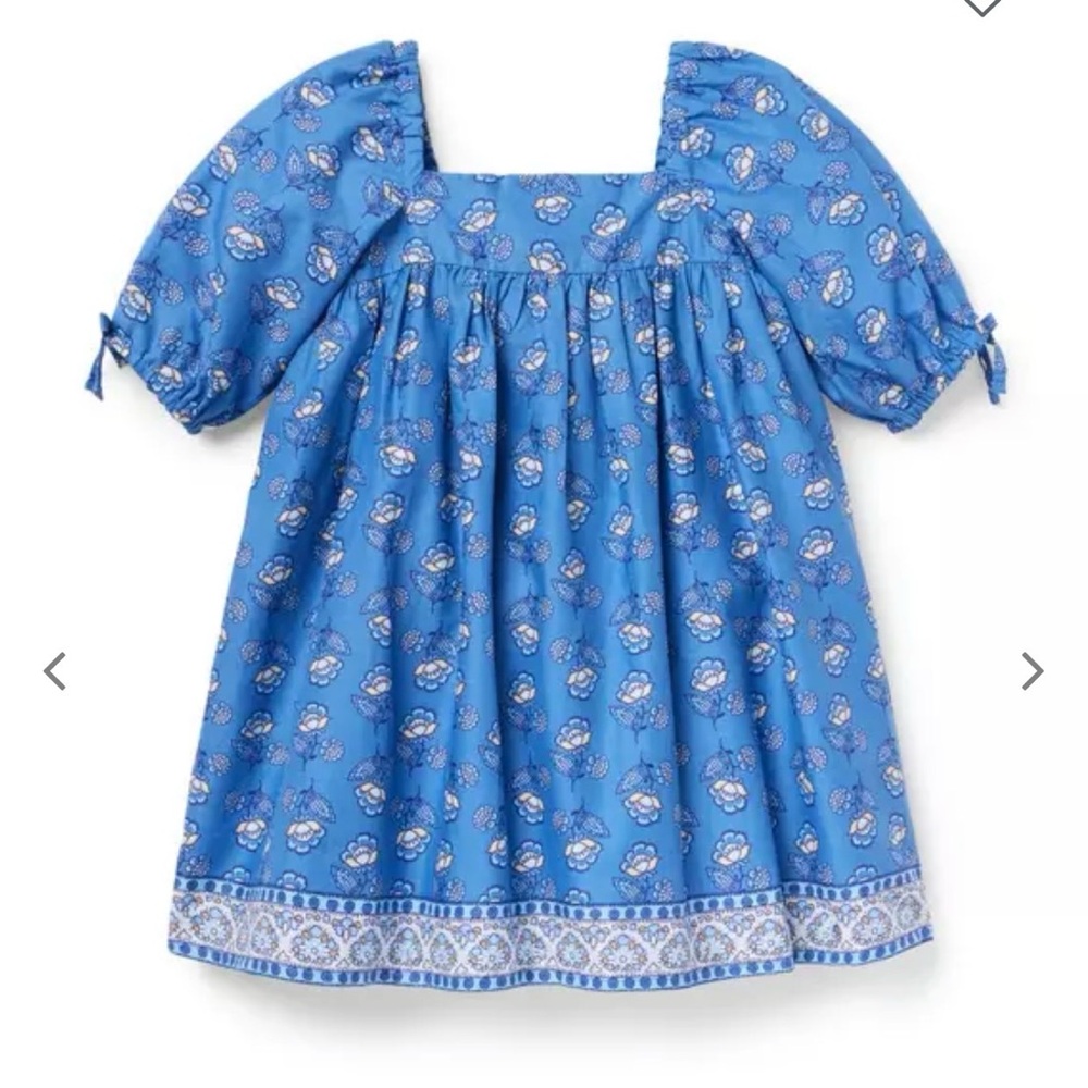 Janie and Jack Blue Floral Puff-Sleeve Dress